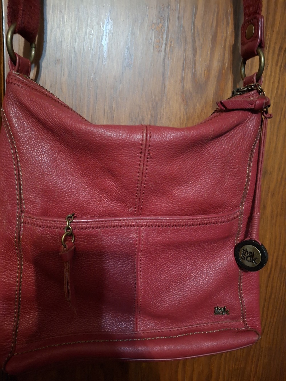 The Sak Rose Red Leather Crossbody Shoulder Bag